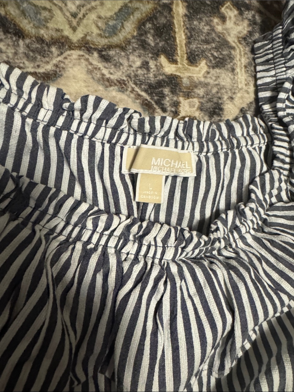 Michael Kors Striped Ruffle Midi Dress - Picture 2 of 4